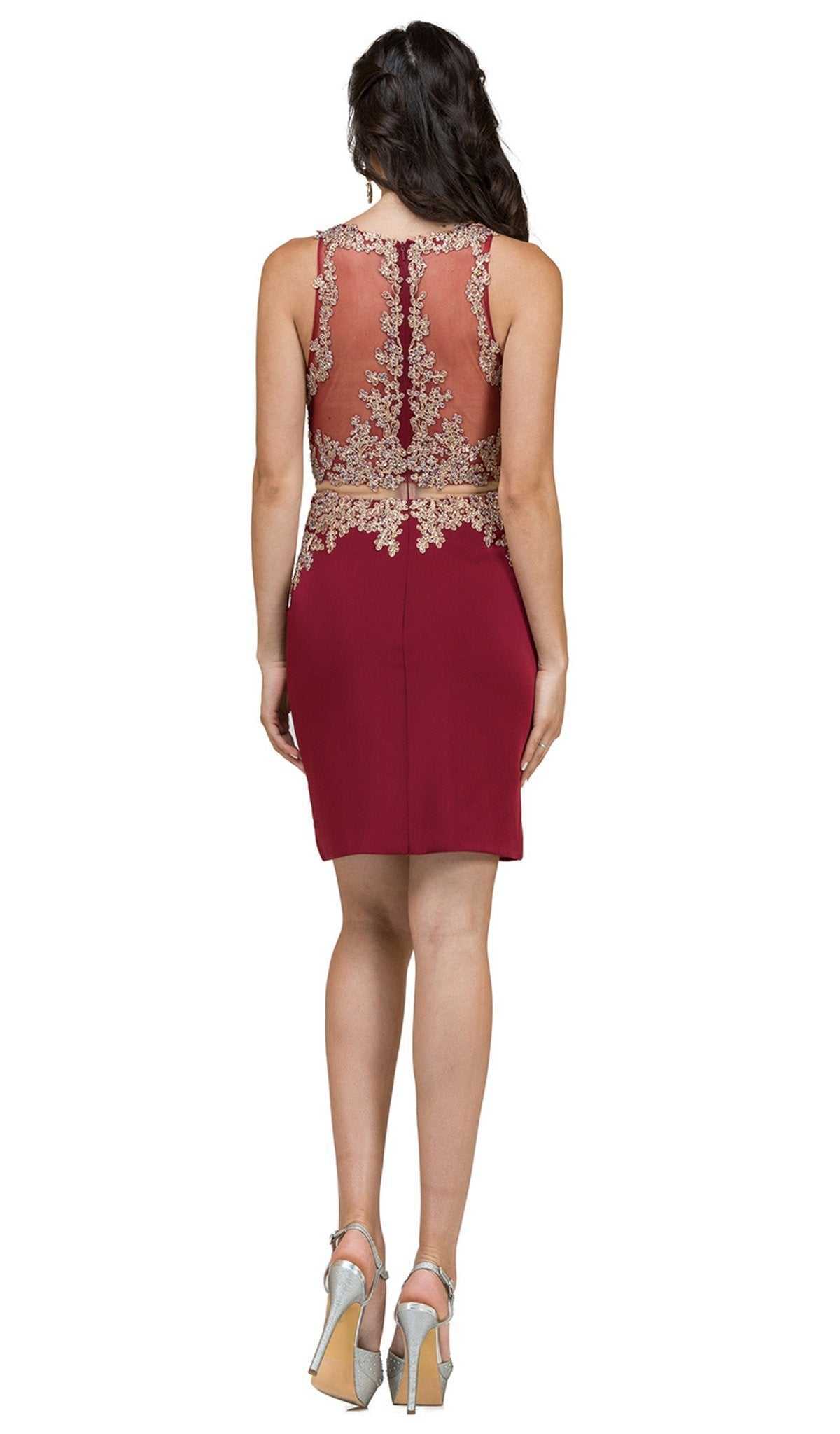 Dancing Queen, Dancing Queen - 2000 Mock Two-Piece Illusion Lace Cocktail Dress