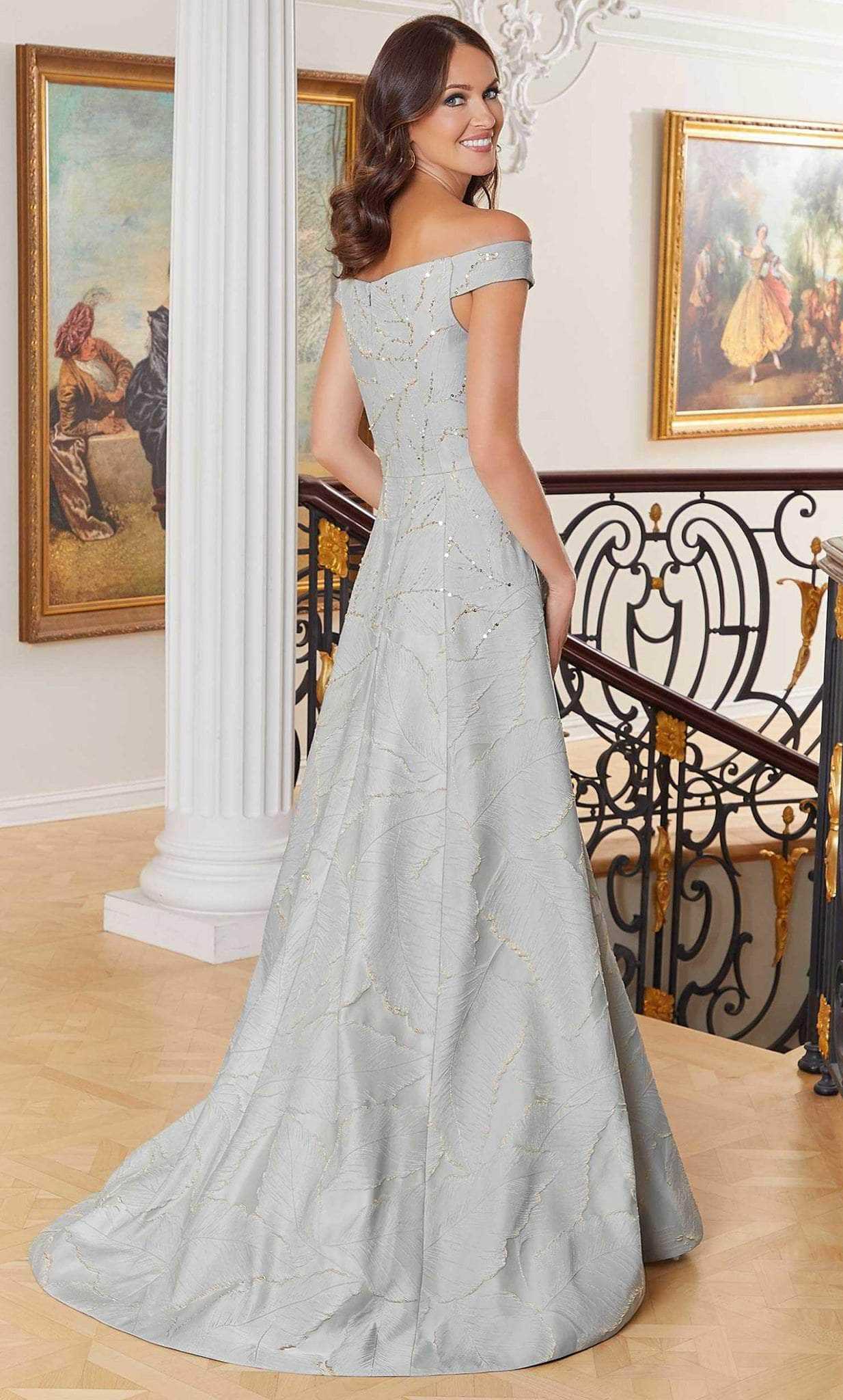 MGNY by Mori Lee, MGNY By Mori Lee 72712 - Feather Embossed Pattern A-line Gown