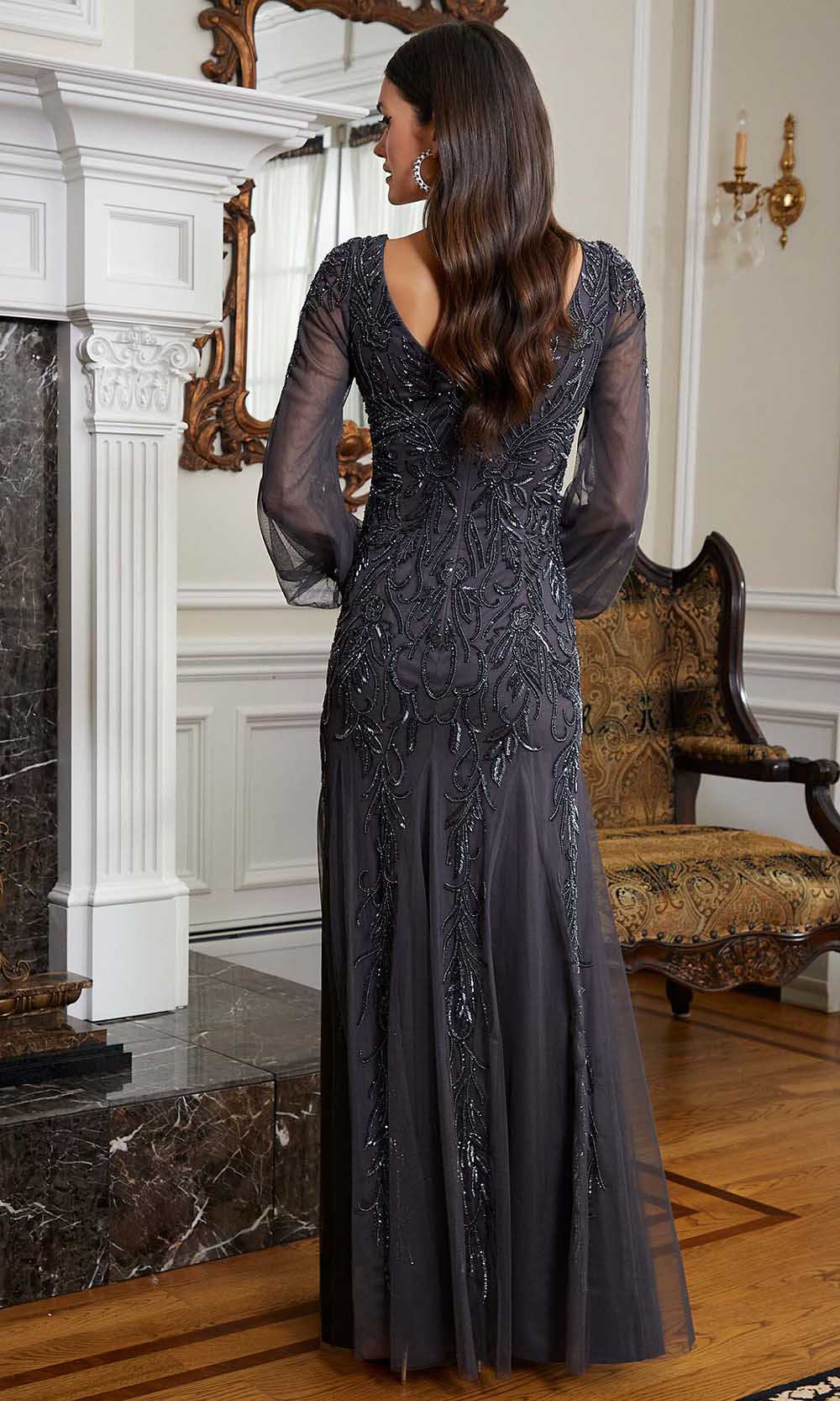 MGNY by Mori Lee, MGNY By Mori Lee 72820 - Bishop Sleeve Beaded Evening Gown