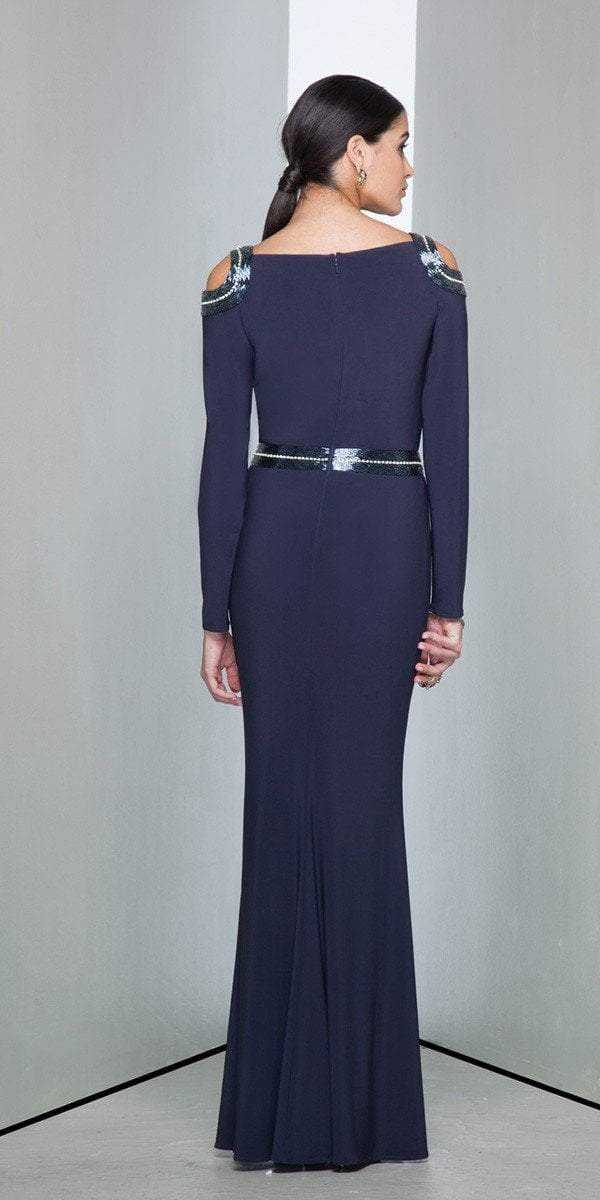 MIGNON, MIGNON - Ruched V-Neckline Evening Gown VM1590B