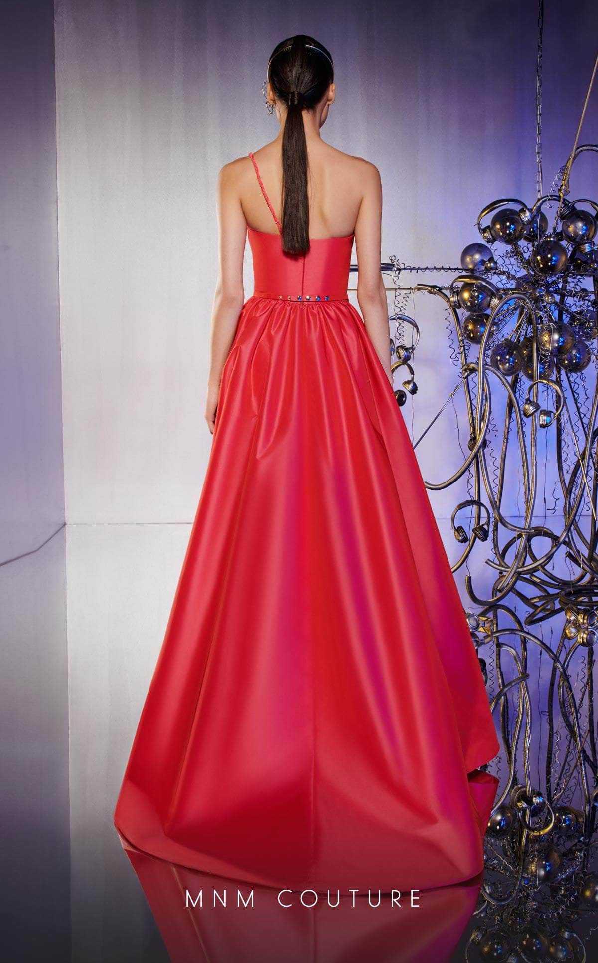 MNM Couture, MNM Couture E0031 - High Slit Taffeta A-Line Gown