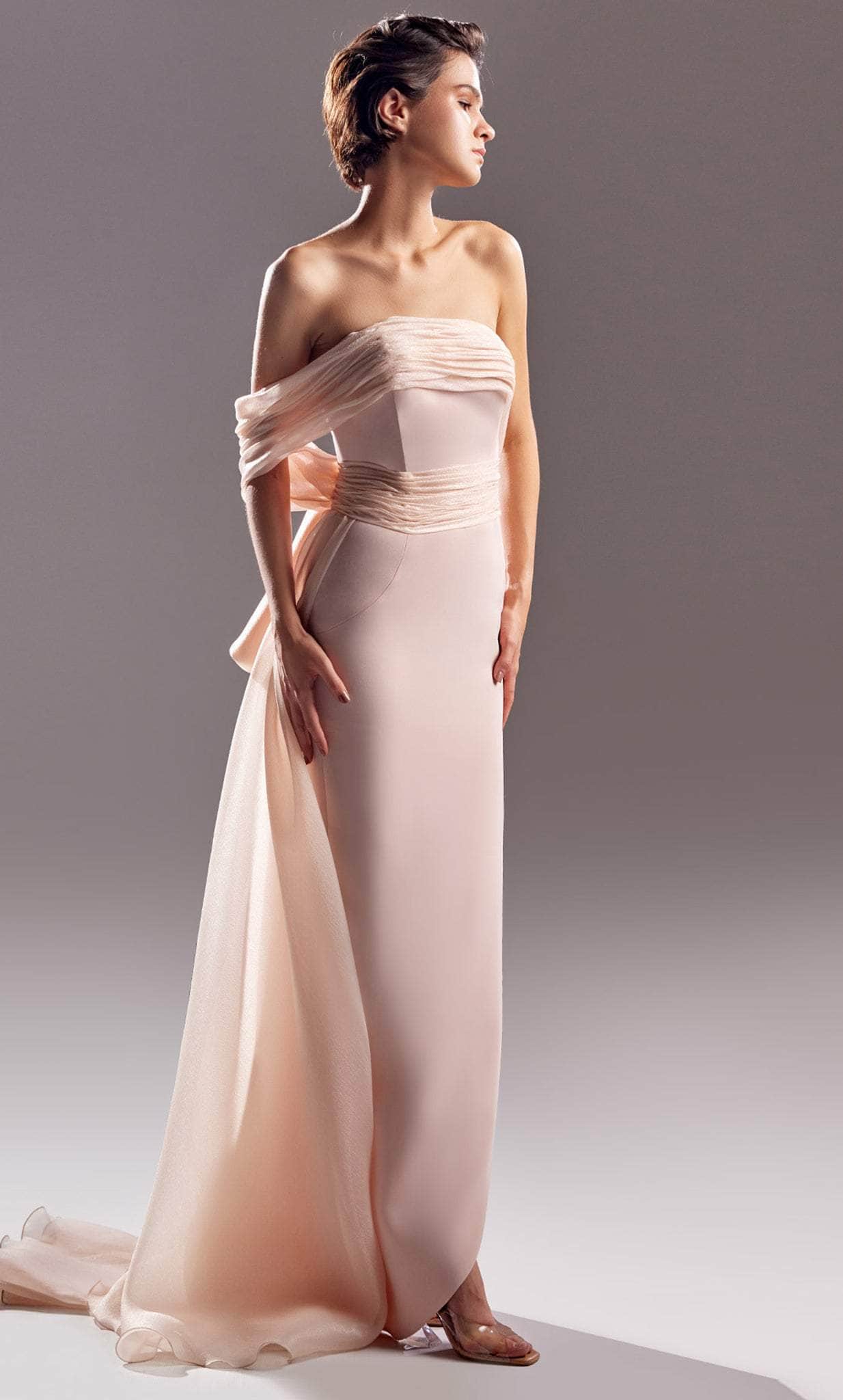 MNM Couture, MNM Couture G1520 - Straight Across Column Evening Dress