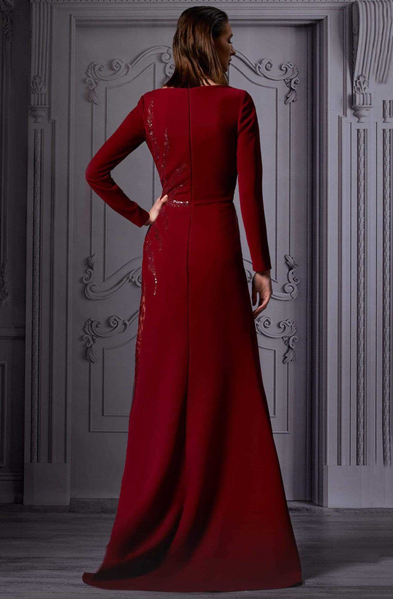 MNM Couture, MNM Couture - K3850 Sequin Embellished Long Sleeves Gown