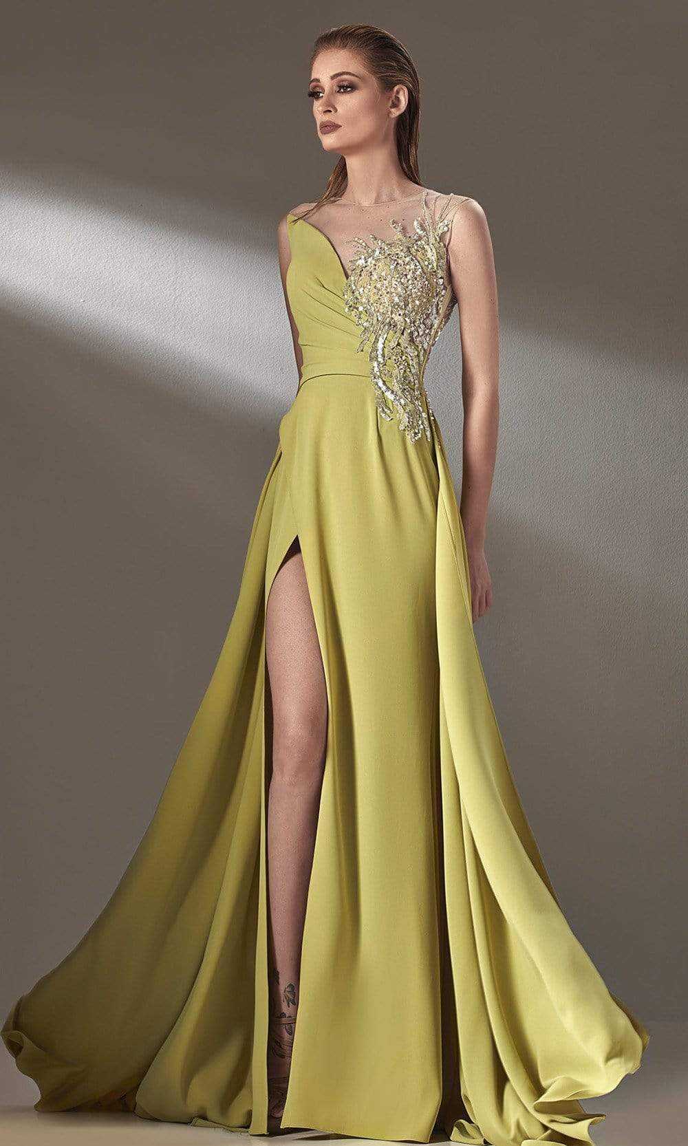 MNM Couture, MNM Couture - K3903 Sleeveless Illusion Bateau Evening Dress