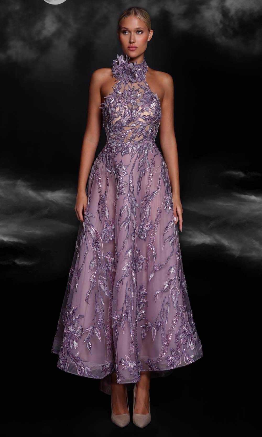 MNM Couture, MNM Couture K4104 - Lace Appliqued A-Line Prom Gown