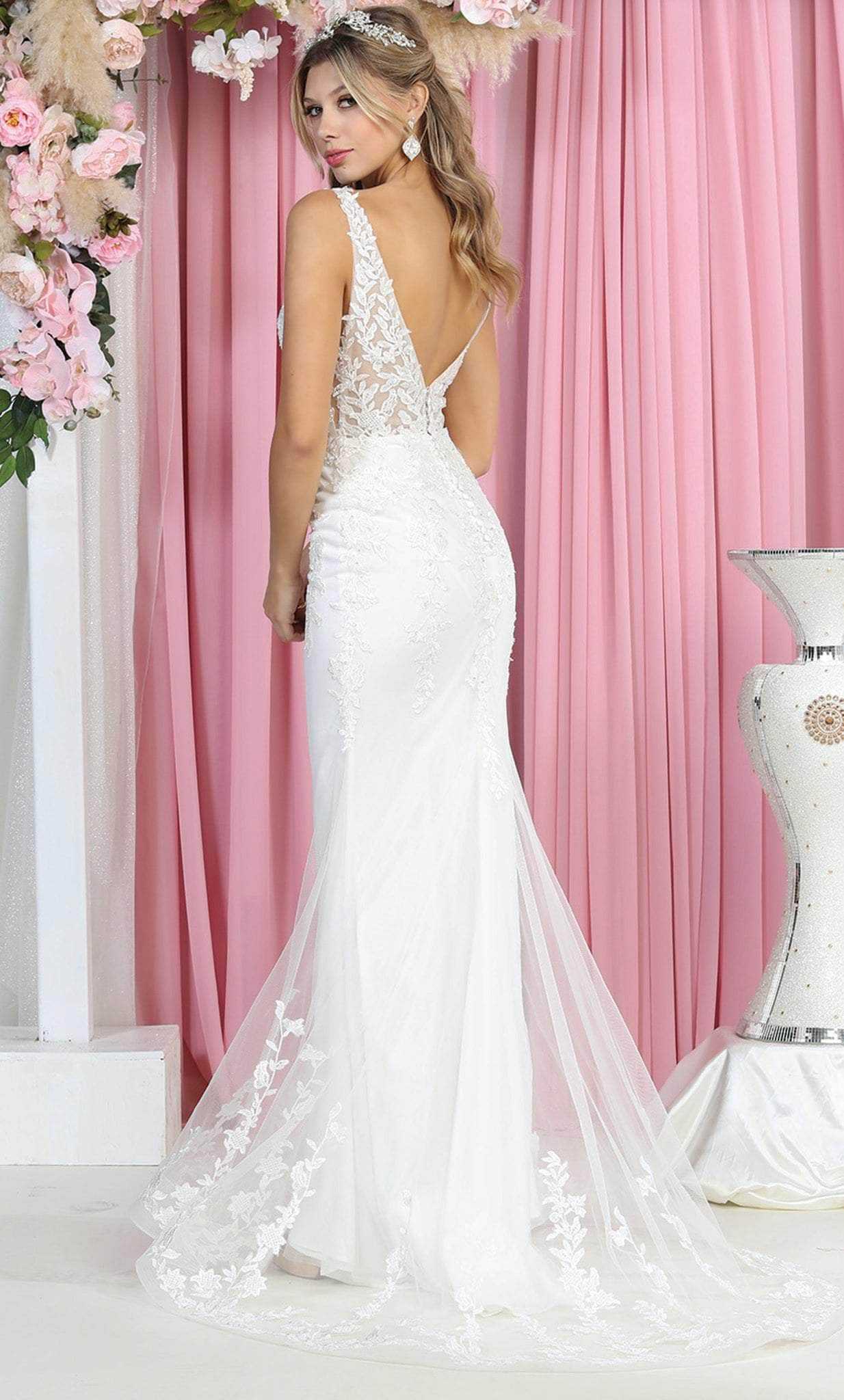 May Queen, May Queen RQ7889 - V Neck and Back Bridal Dress