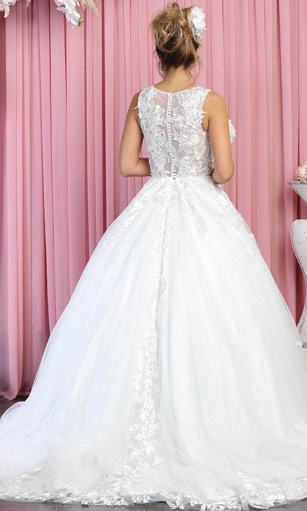 May Queen, May Queen RQ7900 - Sleeveless Illusion Jewel Neckline Wedding Dress