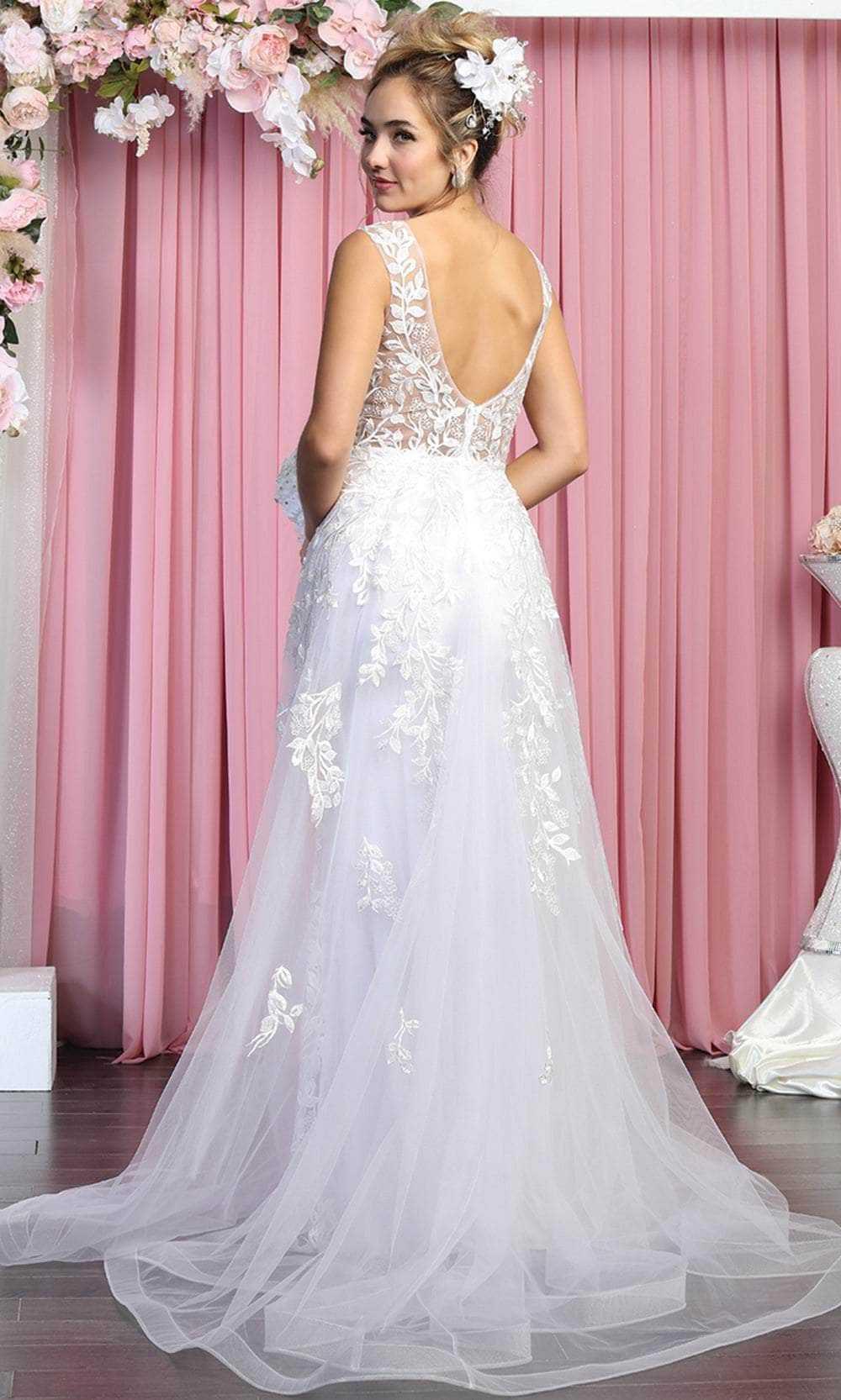 May Queen, May Queen RQ7904 - Sleeveless V-neck Wedding Gown