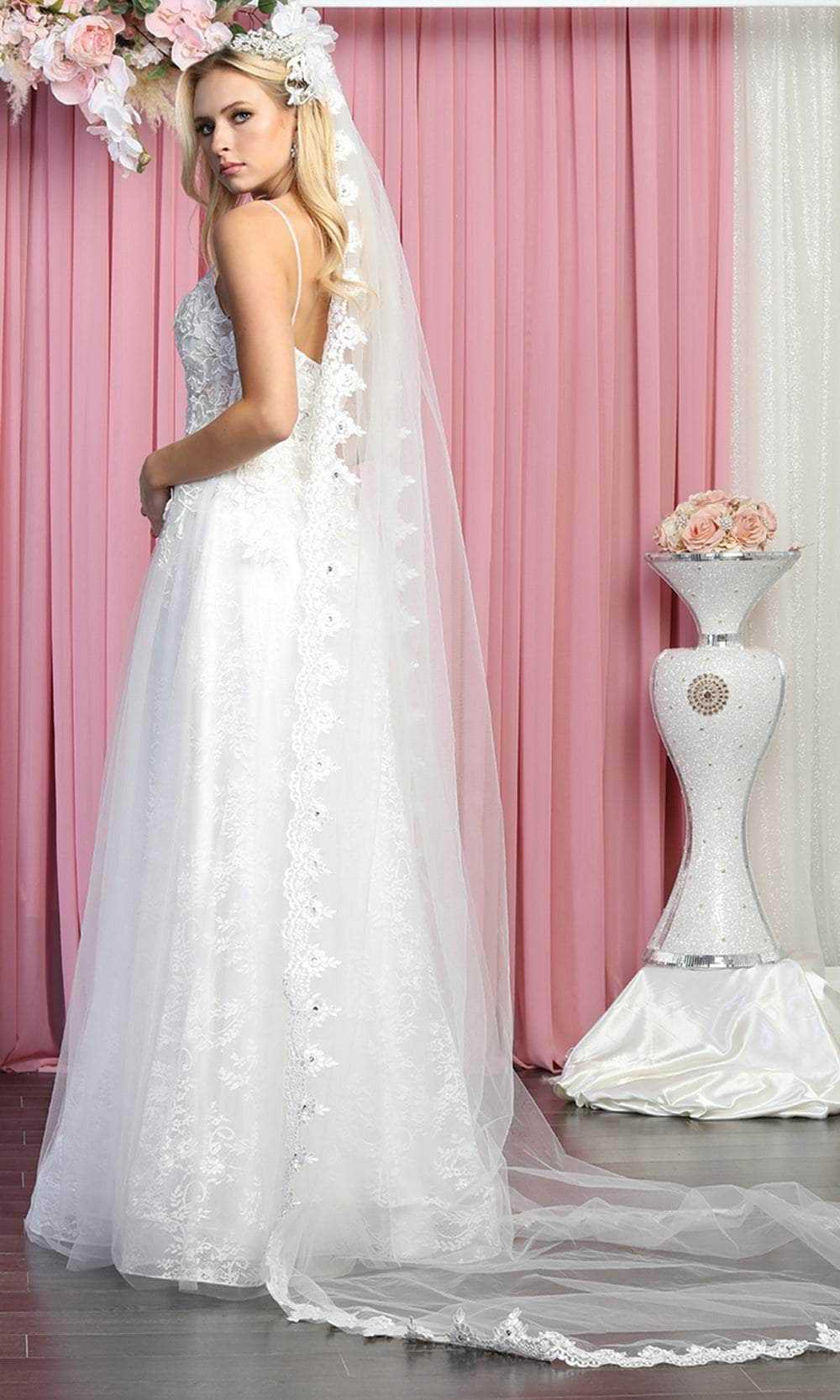 May Queen, May Queen RQ7915 - Sleeveless Deep V-neck Bridal Gown