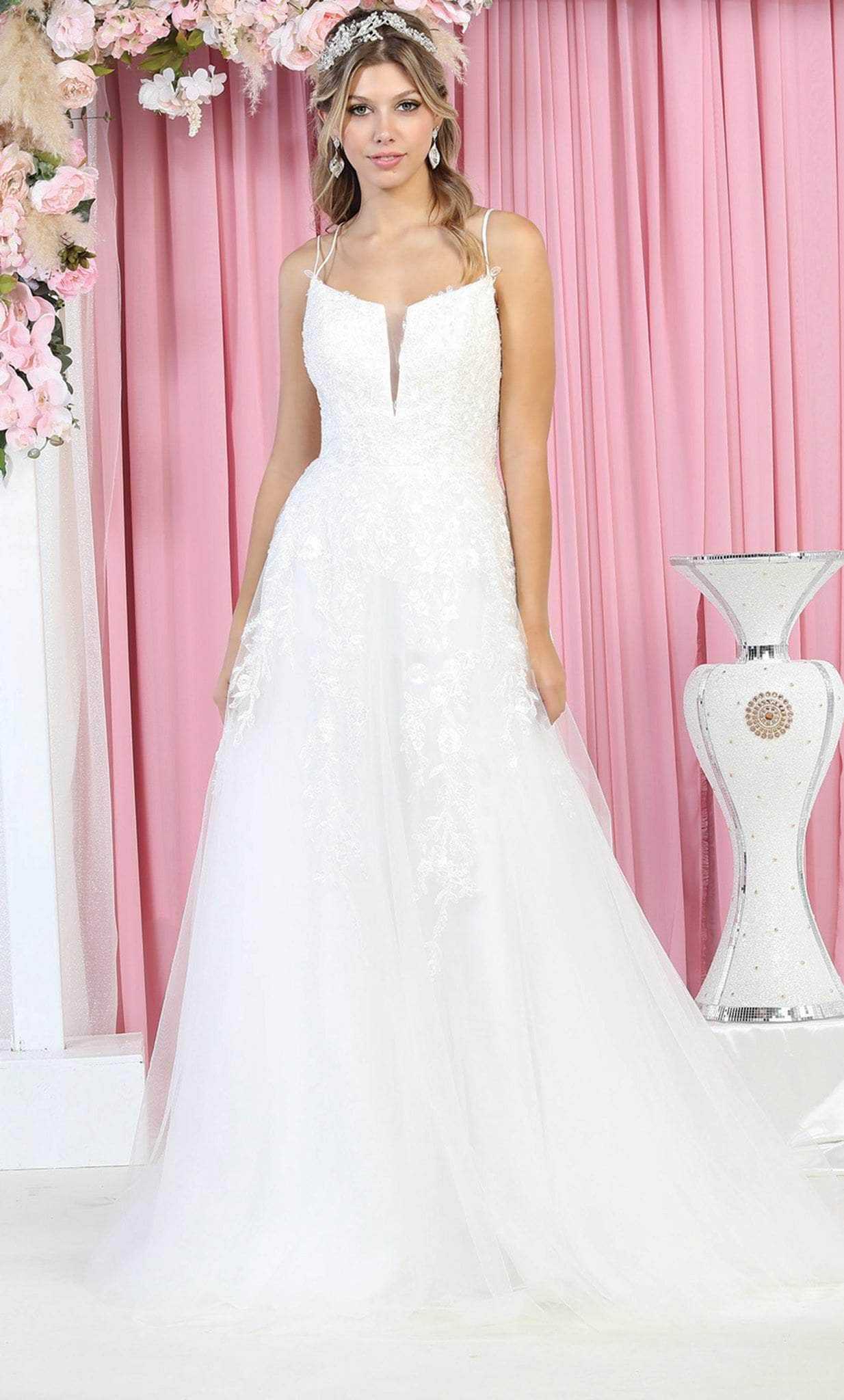 May Queen, May Queen RQ7917 - Dual Strap A-Line Wedding Gown