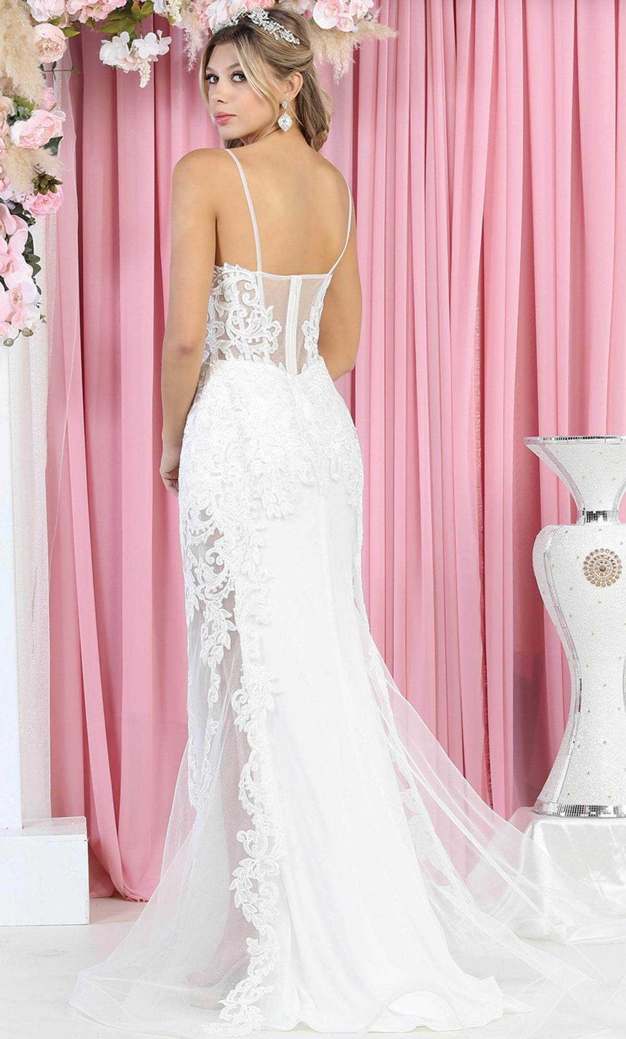 May Queen, May Queen RQ7919 - Embroidered Mermaid Wedding Gown