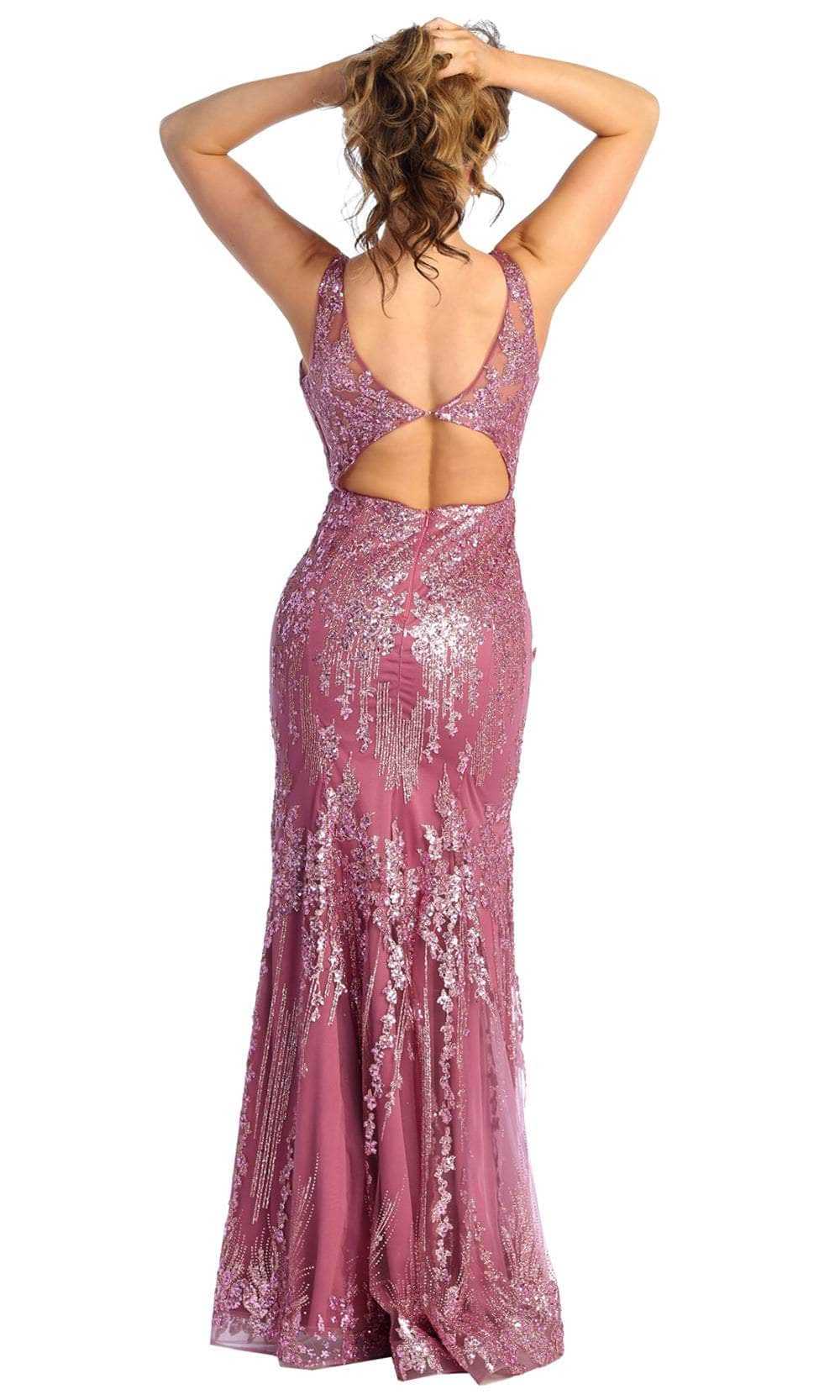 May Queen, May Queen RQ7941 - Sequined Cut-out Evening Dress