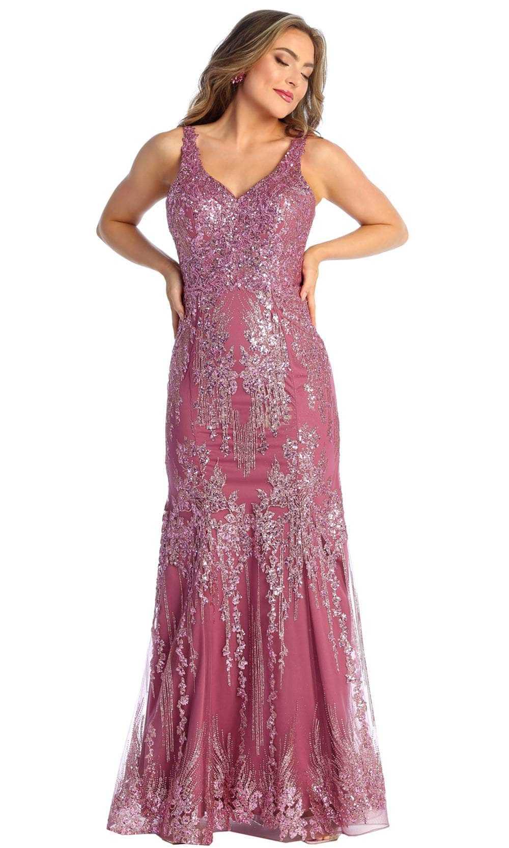 May Queen, May Queen RQ7941 - Sequined Cut-out Evening Dress
