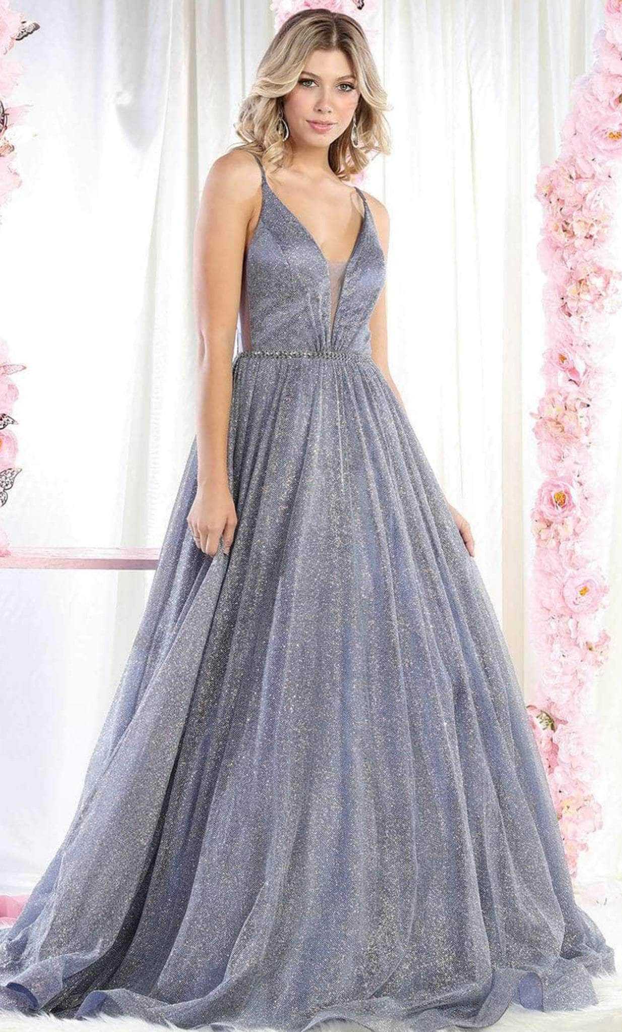 May Queen, May Queen RQ7983 - Sleeveless V Neck A Line Dress