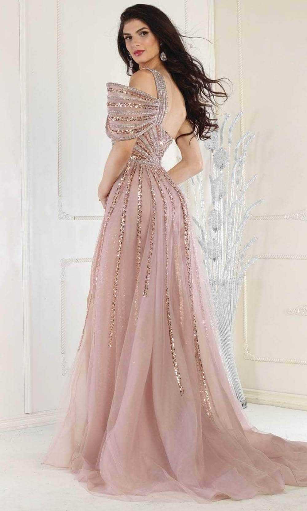 May Queen, May Queen RQ8022 - One Shoulder Overskirt Prom Gown