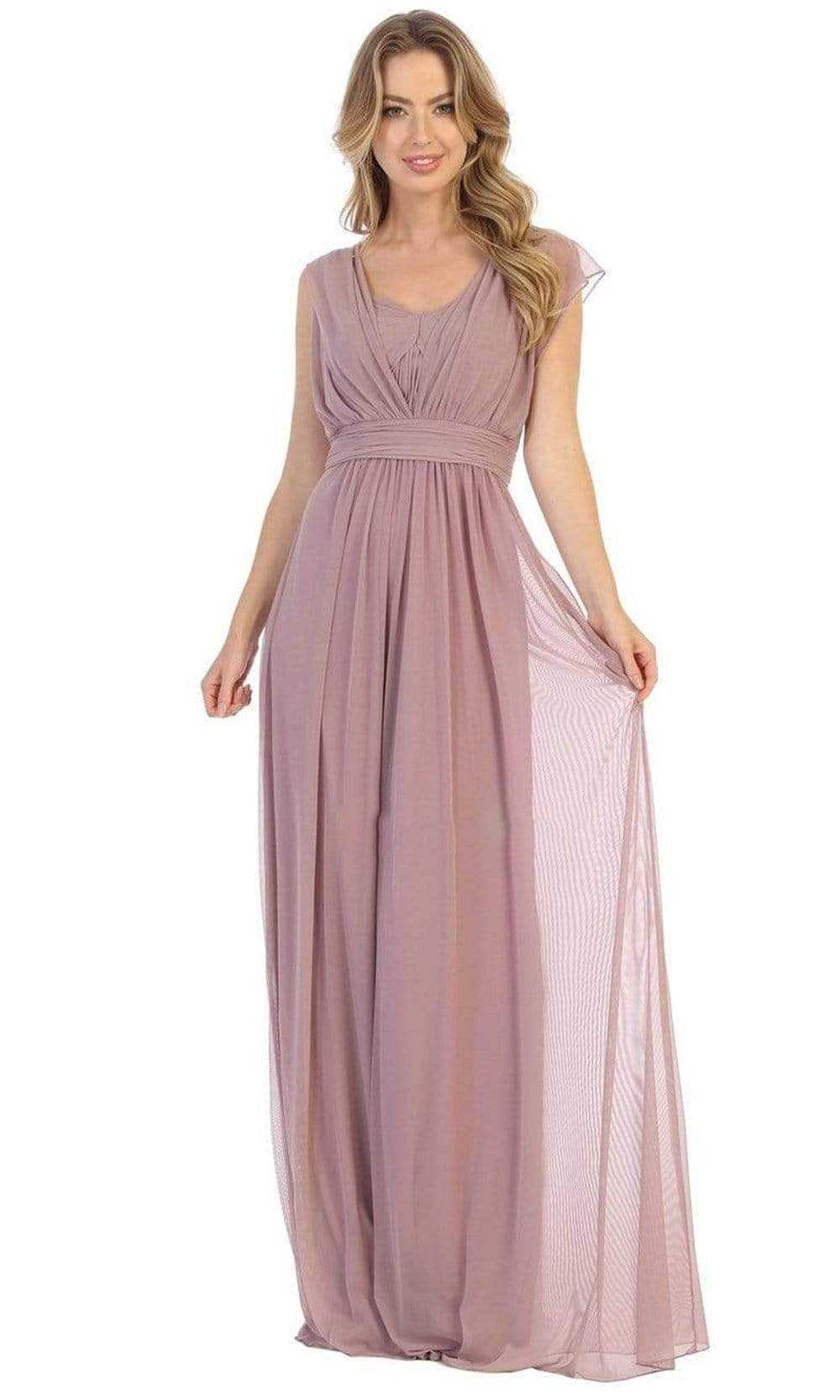 May Queen, May Queen - Ruched Asymmetric Sheath Dress MQ1746 - 1 pc Mauve In Size 18 Available