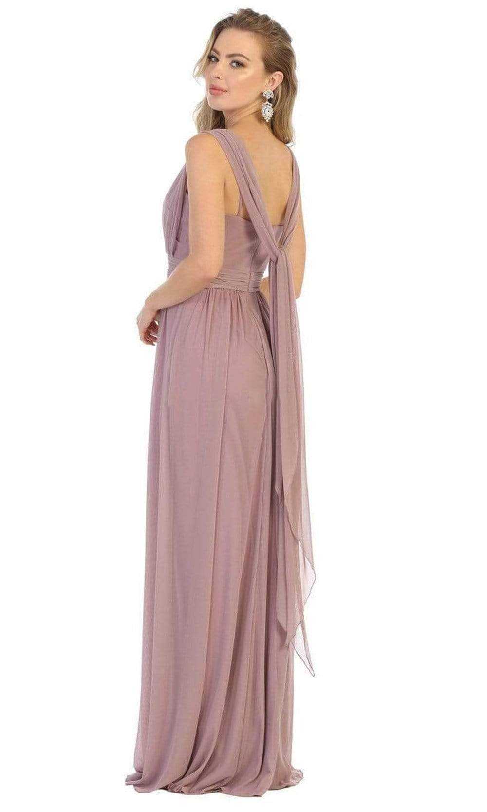 May Queen, May Queen - Ruched Asymmetric Sheath Dress MQ1746 - 1 pc Mauve In Size 18 Available
