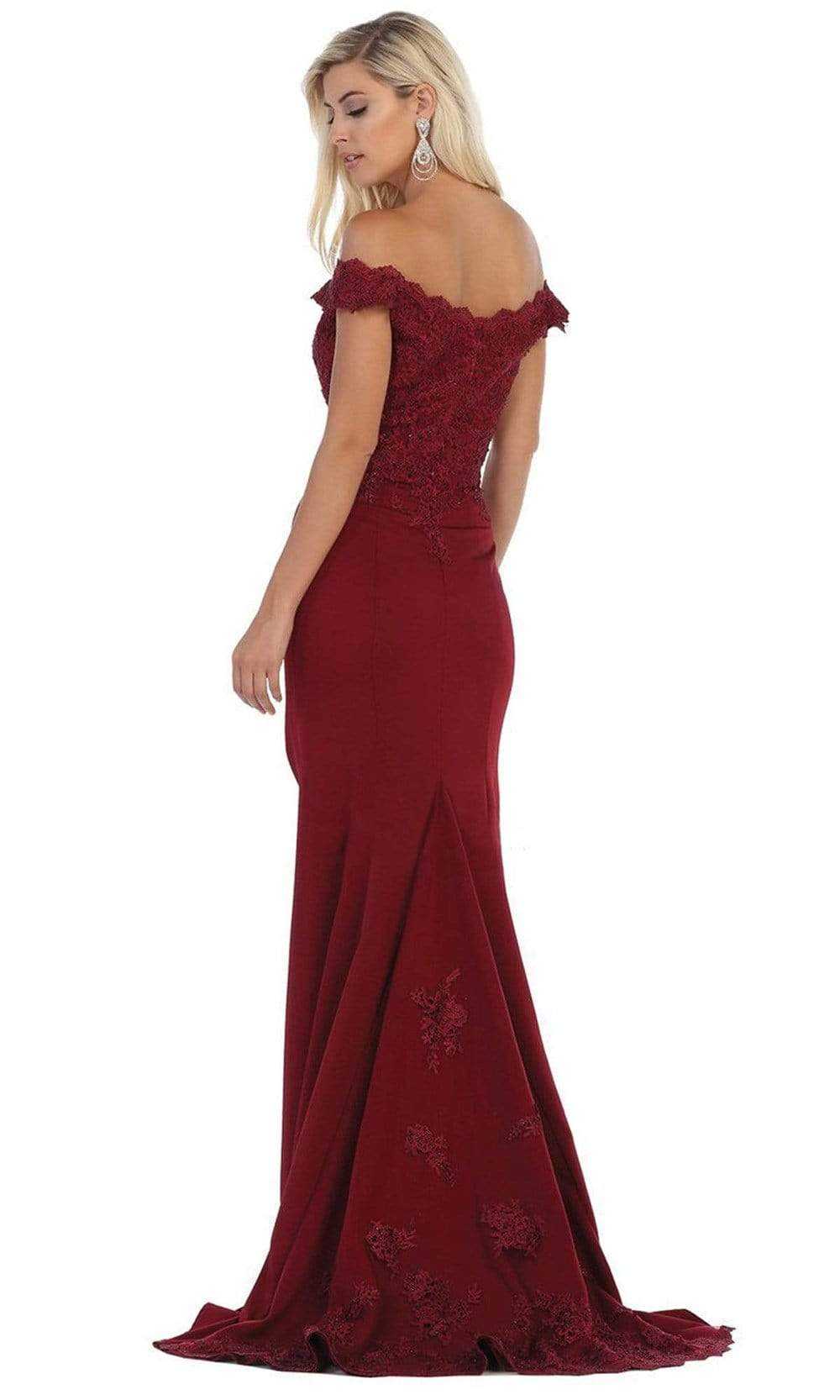 May Queen, May Queen - Scalloped Off-Shoulder Trumpet Dress MQ1675
