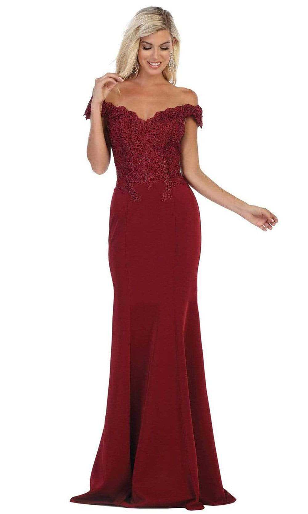 May Queen, May Queen - Scalloped Off-Shoulder Trumpet Dress MQ1675
