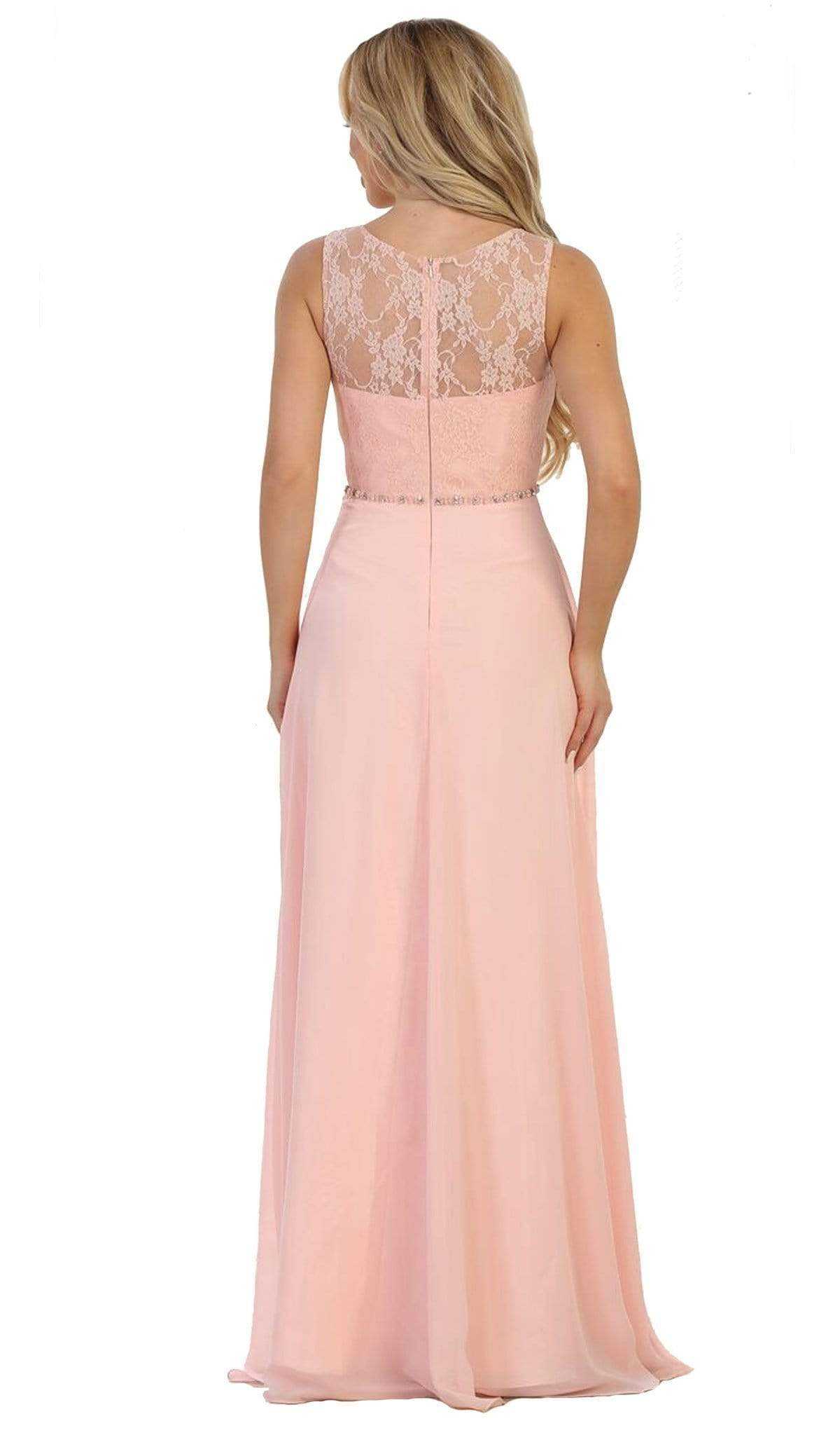 May Queen, May Queen - Sleeveless Illusion Lace Evening Dress