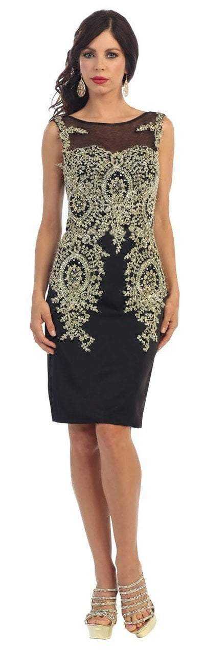 May Queen, May Queen Sleeveless Intricate Lace Illusion Dress