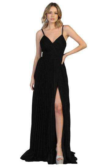 May Queen, May Queen - Sleeveless V-Neck Slit A-Line Dress MQ1795