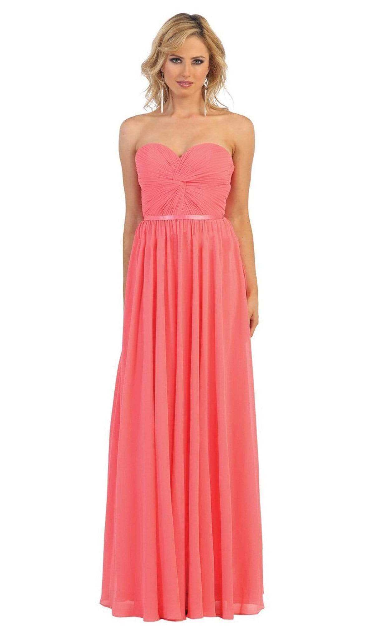 May Queen, May Queen - Strapless Ruched Sweetheart Chiffon Prom Dress