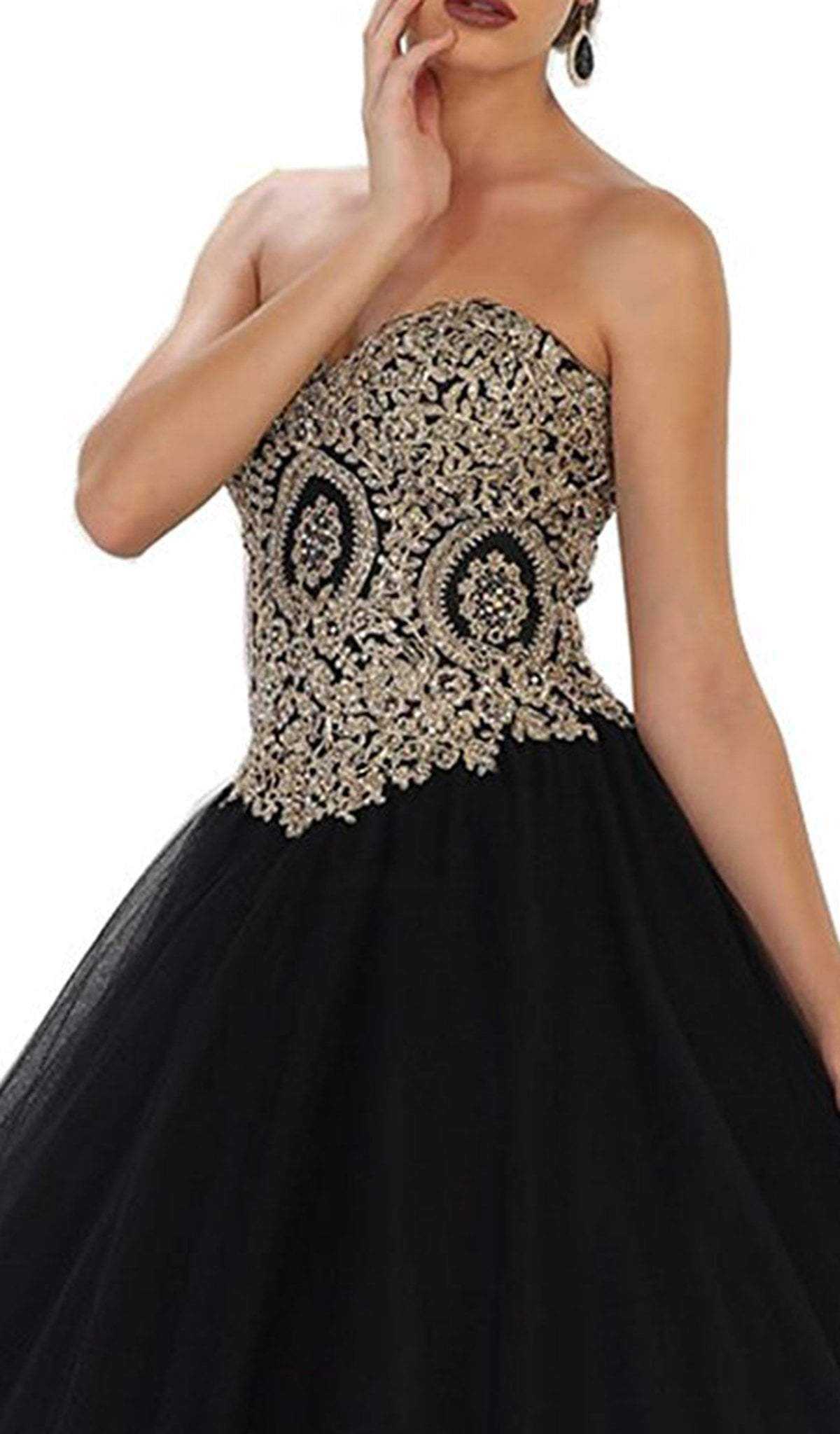 May Queen, May Queen - Strapless Sweetheart Gilded Quinceanera Ballgown LK-74