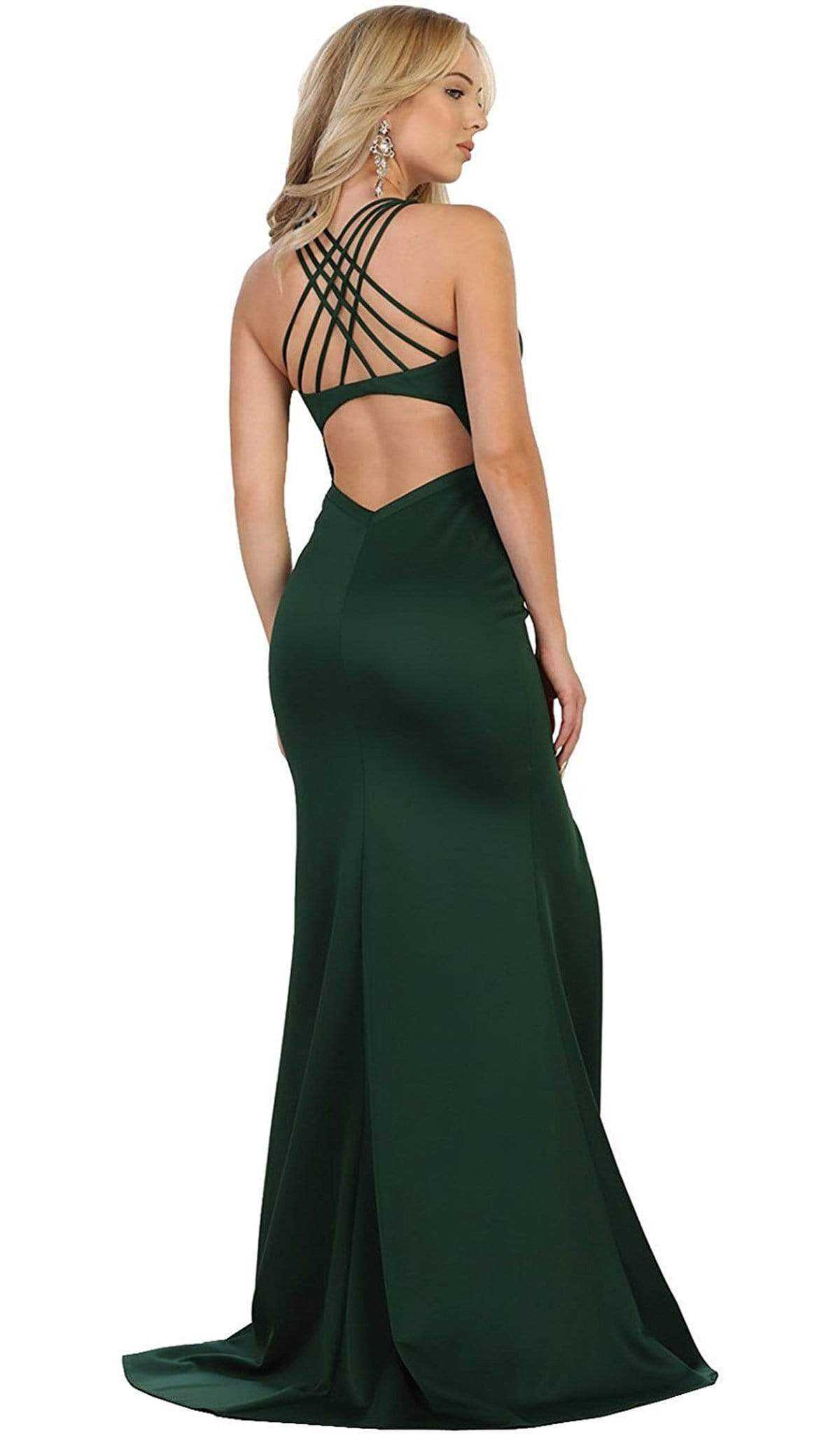 May Queen, May Queen - Strappy Fitted Plunging Trumpet Prom Dress
