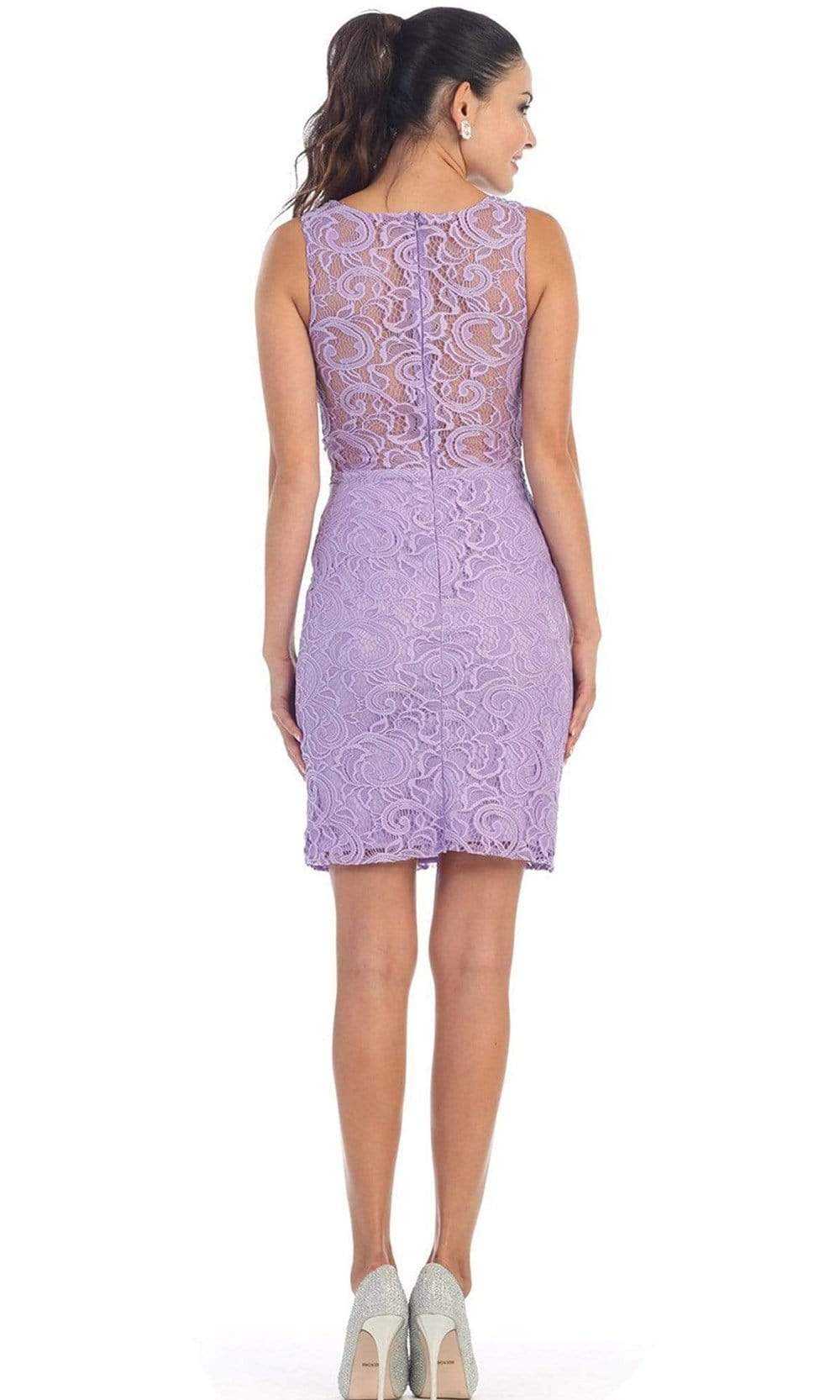 May Queen, May Queen - Two Piece Lace Sheath Dress MQ1267 - 1 pc Lilac In Size 8 Available