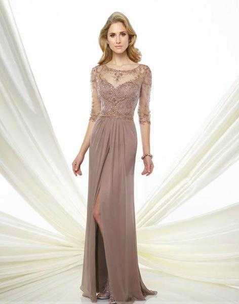 Montage by Mon Cheri, Montage by Mon Cheri - 216963 Chiffon A-line Dress - 1 pc Dark Mink In Size 8 Available