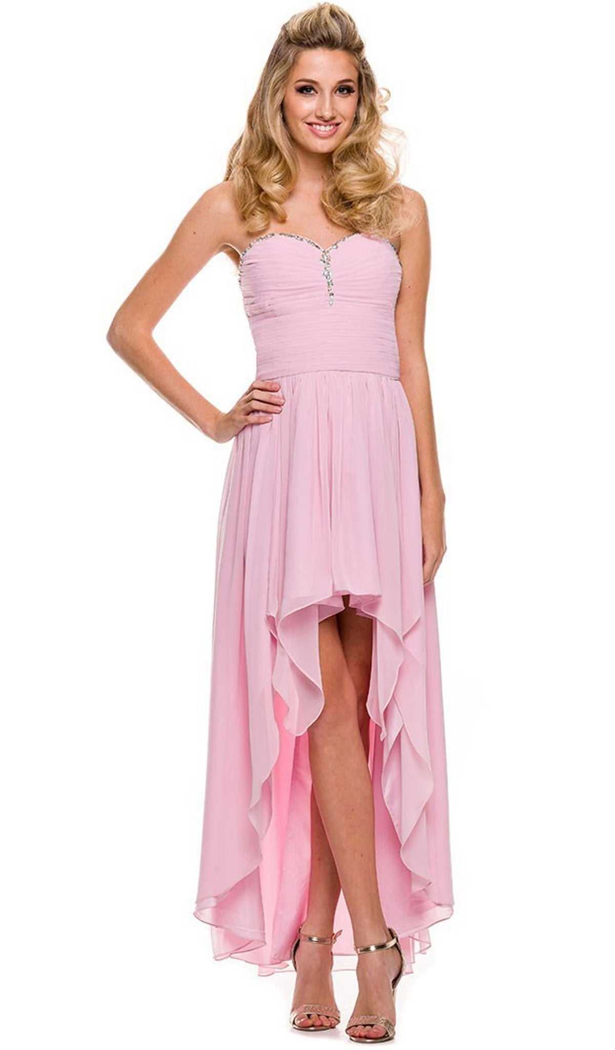 Nox Anabel, Nox Anabel - 2699 Strapless Ruched High Low Dress