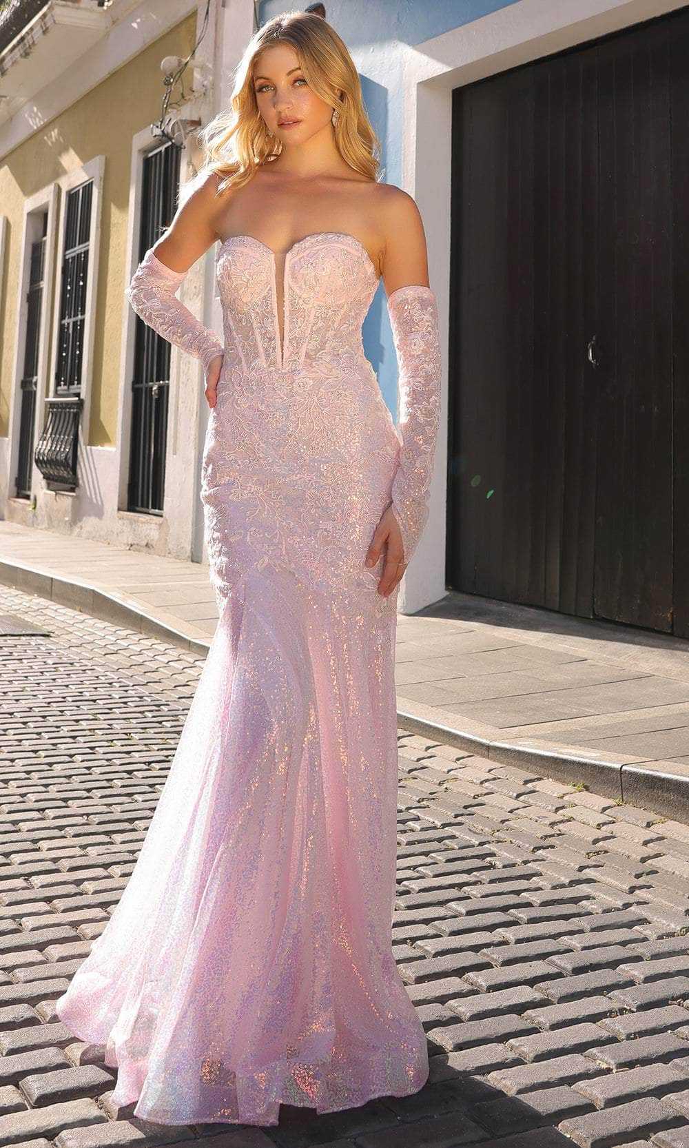 Nox Anabel, Nox Anabel D1263 - Floral Corset Prom Dress