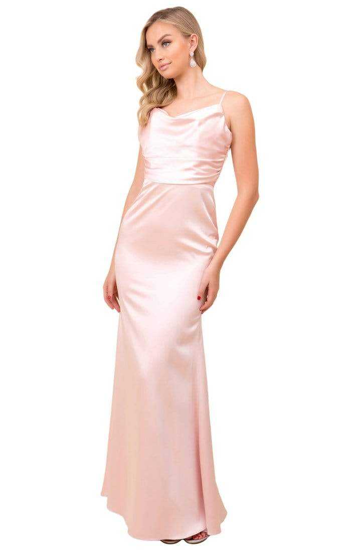 Nox Anabel, Nox Anabel - Sleeveless Cowl Neckline Sheath Satin Gown C302 - 1 pc Blush In Size 4 Available