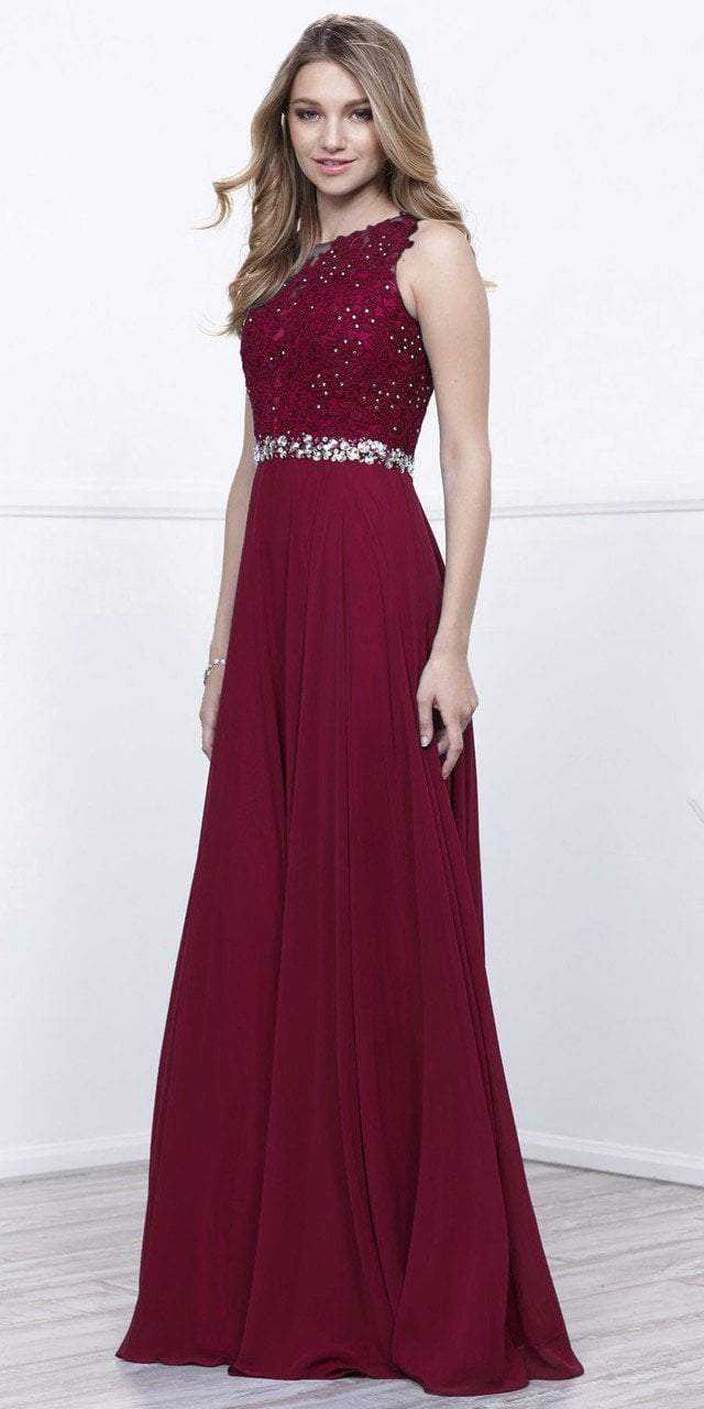 Nox Anabel, Nox Anabel Sleeveless Embellished Applique Long Gown 8270