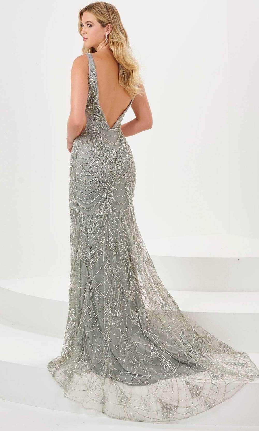 Panoply, Panoply 14192 - Plunging Embellished Evening Gown