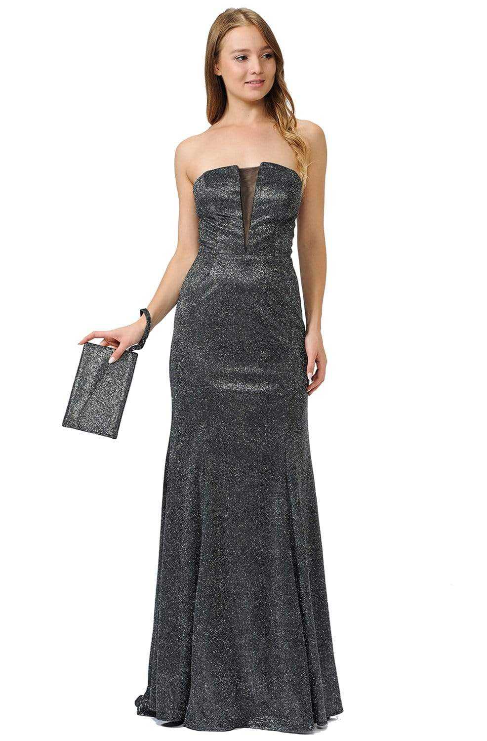 Poly USA, Poly USA - 8490 Glitter Strapless Trumpet Gown
