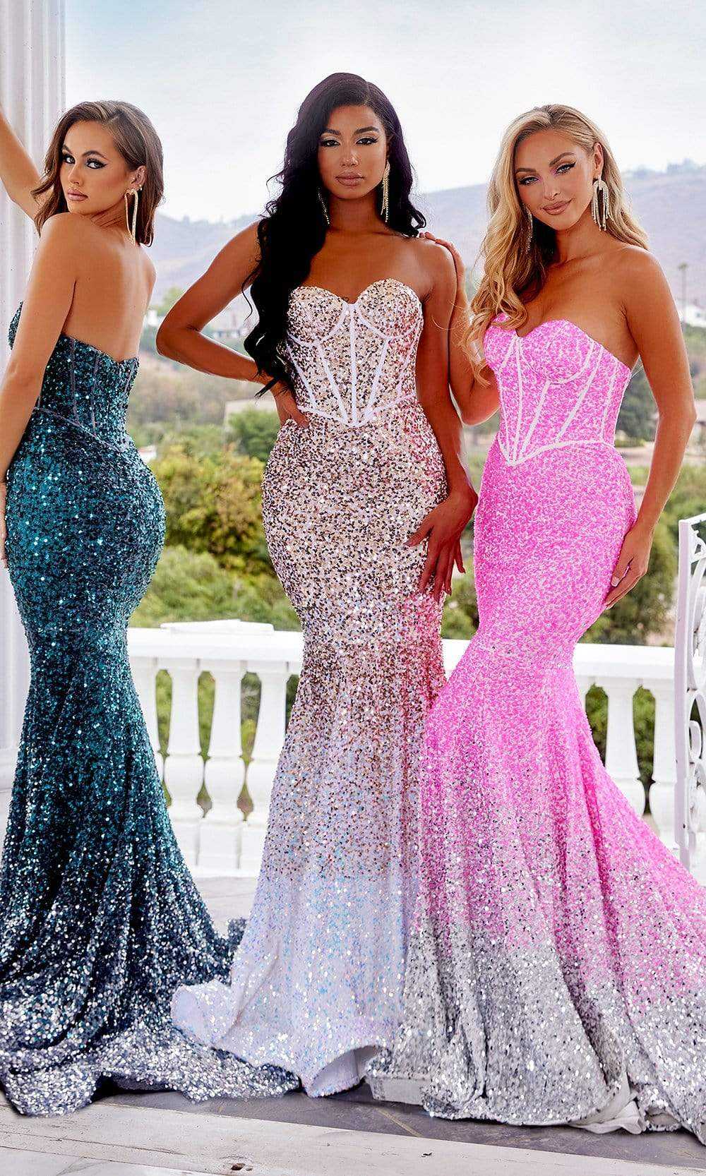 Portia and Scarlett, Portia and Scarlett - Ps22346 Strapless Ombre Sequin Gown