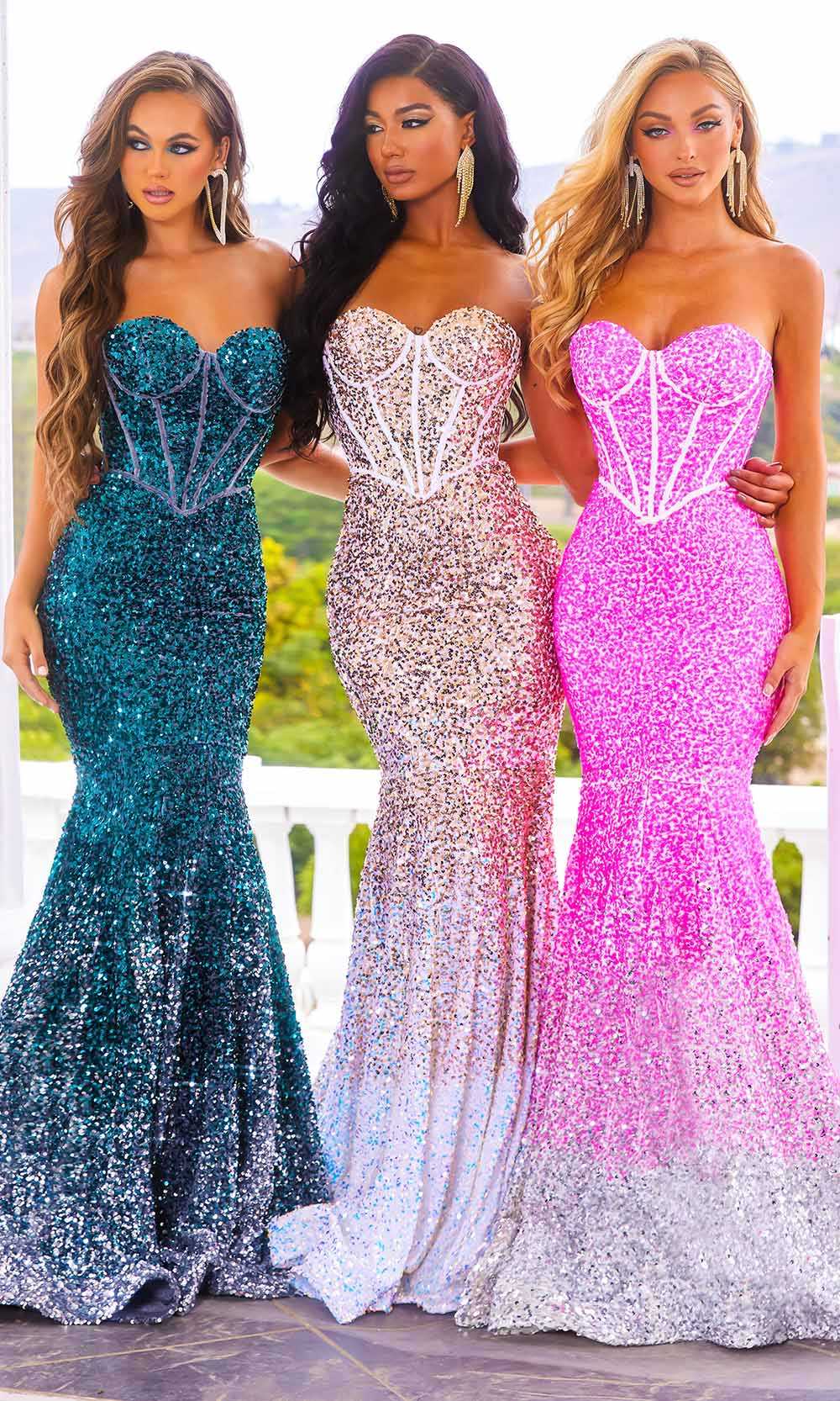 Portia and Scarlett, Portia and Scarlett - Ps22346 Strapless Ombre Sequin Gown